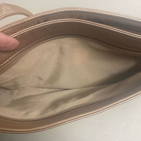 SAS Pebbled Metallic Tan Crossbody Shoulder Bag 10X3X7 Made in USA - Picture 14 of 15